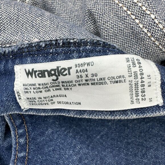 Vtg Wrangler 936PWD Western Rodeo Blue Denim Jeans Mens 35x30 - Picture 7 of 7